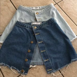 button up jean skirts